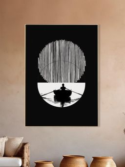 Nestroots - Tranquil Solitude: Boat Canvas Art Printed Wall Painting