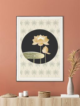 Nestroots - Gold Lotus Canvas Wall Art Printed Wall Painting