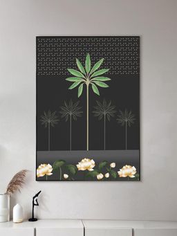 Nestroots - Monochrome Palm Tree Canvas Art Print Wall Painting