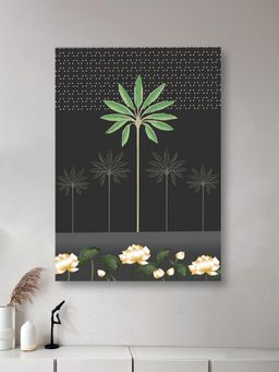 Nestroots - Monochrome Palm Tree Canvas Art Print Wall Painting