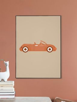 Nestroots - Orange Vintage Car Abstract Canvas Art Printed Wall Painting