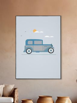 Nestroots - Blue Vintage Car Abstract Canvas Art Printed Wall Painting