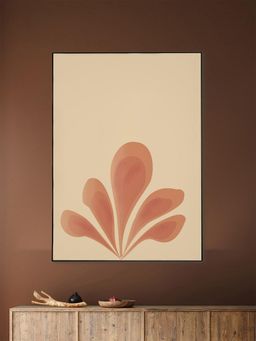 Nestroots - Vibrant Pink and Beige Flower Print Canvas Art Wall Painting