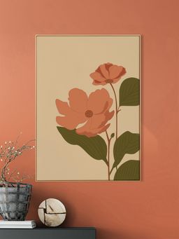 Nestroots - Vibrant Pink and Orange Floral Print Canvas Art Wall Painting