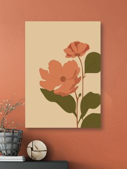 Nestroots - Vibrant Pink and Beige Floral Print Canvas Art Wall Painting
