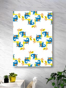 Nestroots - Blue and Orange Elephant Canvas Wall Painting