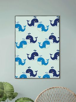 Nestroots - Elegant Blue Whale Pattern Decor Canvas Wall Painting