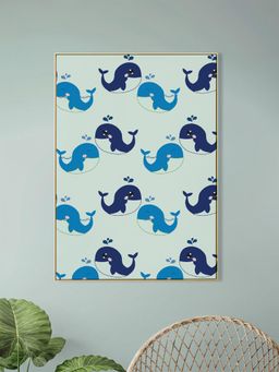 Nestroots - Elegant Blue Whale Pattern Decor Canvas Wall Painting
