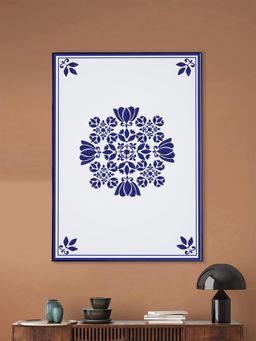 Nestroots - Sophisticated Blue Floral Canvas Print Wall Painting