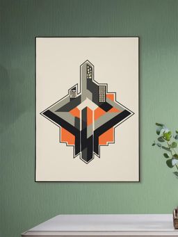 Nestroots - Dynamic Orange and Black Building Canvas Wall Painting Printed