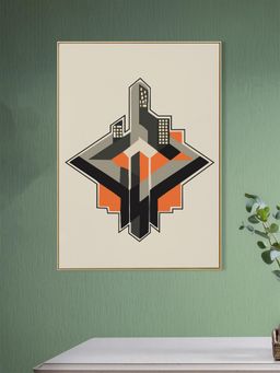 Nestroots - Dynamic Orange and Black Building Canvas Wall Painting Printed