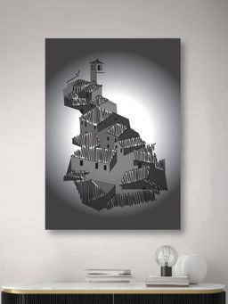 Nestroots - Majestic Castle Black and White Canvas Printed Wall Painting