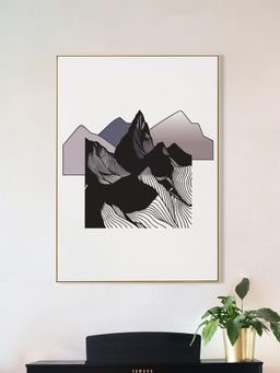 Nestroots - Black and Purple Mountain Canvas Printed Wall Painting