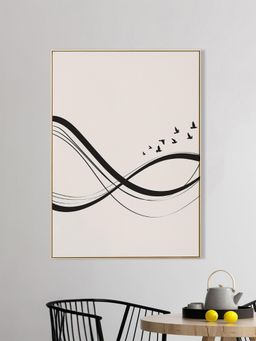 Nestroots - Abstract Wave Black White Canvas Printed Wall Painting