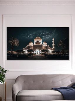 Nestroots - Illuminated Mosque Under Starry Sky Wall Painting