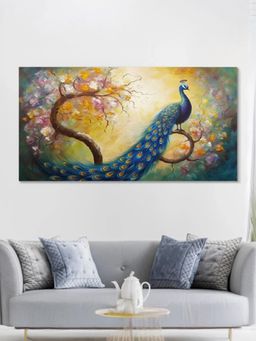 Nestroots - Graceful Peacock On Flowered Branch Wall Painting