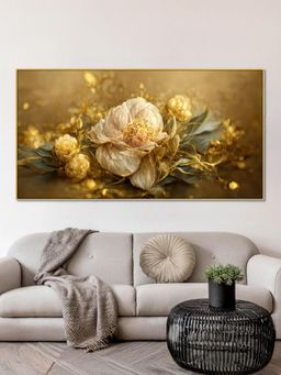 Nestroots - Gold and White Flower Elegance Wall Painting