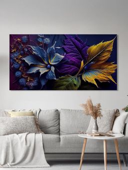 Nestroots - Blue and Purple Floral Elegance Wall Painting
