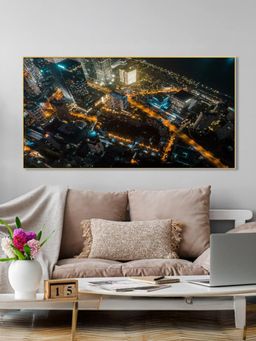 Nestroots - Cityscape Lights: Nighttime Urban Beauty Wall Painting