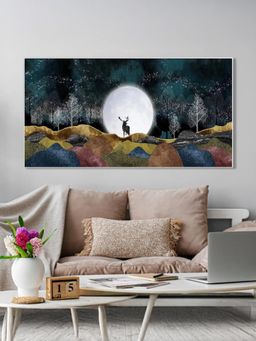 Nestroots - Majestic Deer Under Luminous Moon Wall Painting