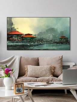 Nestroots - Serene Pier with Red Roof Wall Painting