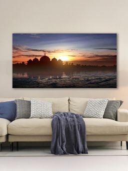 Nestroots - Sunset Serenity Over Reflective Mosque Wall Painting
