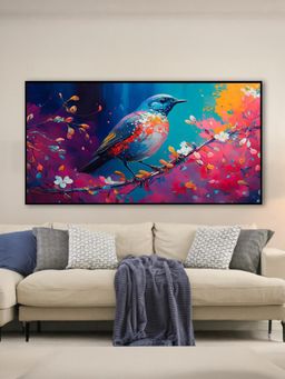 Nestroots - Colourful Bird On Graceful Branch Wall Painting