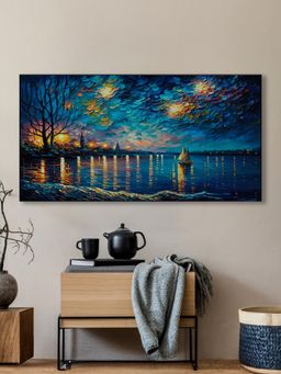 Nestroots - Moonlit Boat Serenity: Wall Painting