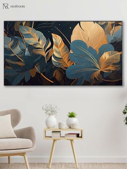 Nestroots - Golden Leaves: Nature'S Elegance Wall Painting