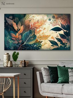 Nestroots - Tranquil forest: Vibrant Floral Abundance Wall Painting