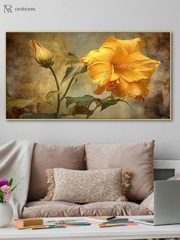 Nestroots - Vibrant Yellow Hibiscus Wall Painting
