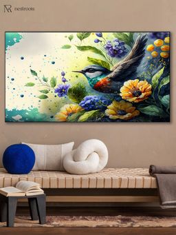 Nestroots - Nature'S Beauty: Bird and Flowers Wall Painting