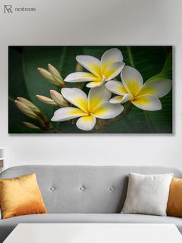 Nestroots - Vibrant Flowers On Golden Canvas Wall Painting