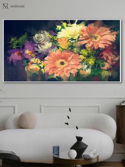 Nestroots - Multi Flowers Against Dark Background Wall Painting