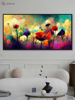 Nestroots - Abstract Floral Burst: Vivid Colors Wall Painting