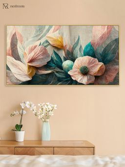 Nestroots - Vibrant Flowers and Lush Leaves Wall Painting