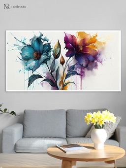 Nestroots - Dynamic Floral Splashes: Vibrant Art Wall Painting