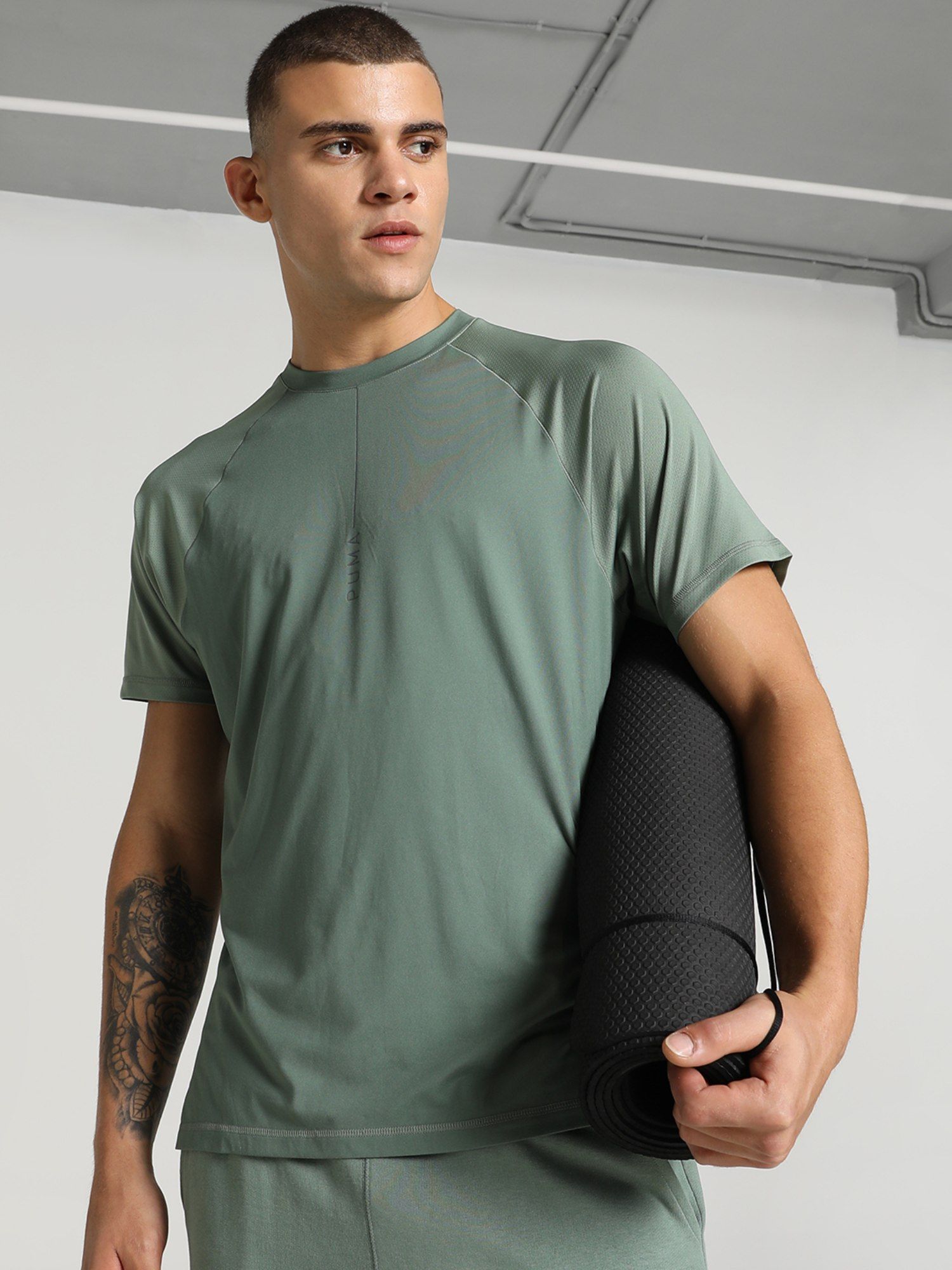 Buy Puma Studio Yogini Lite Men Green T-Shirt Online