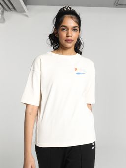 Puma - Downtown Graphic Women Beige T-Shirt