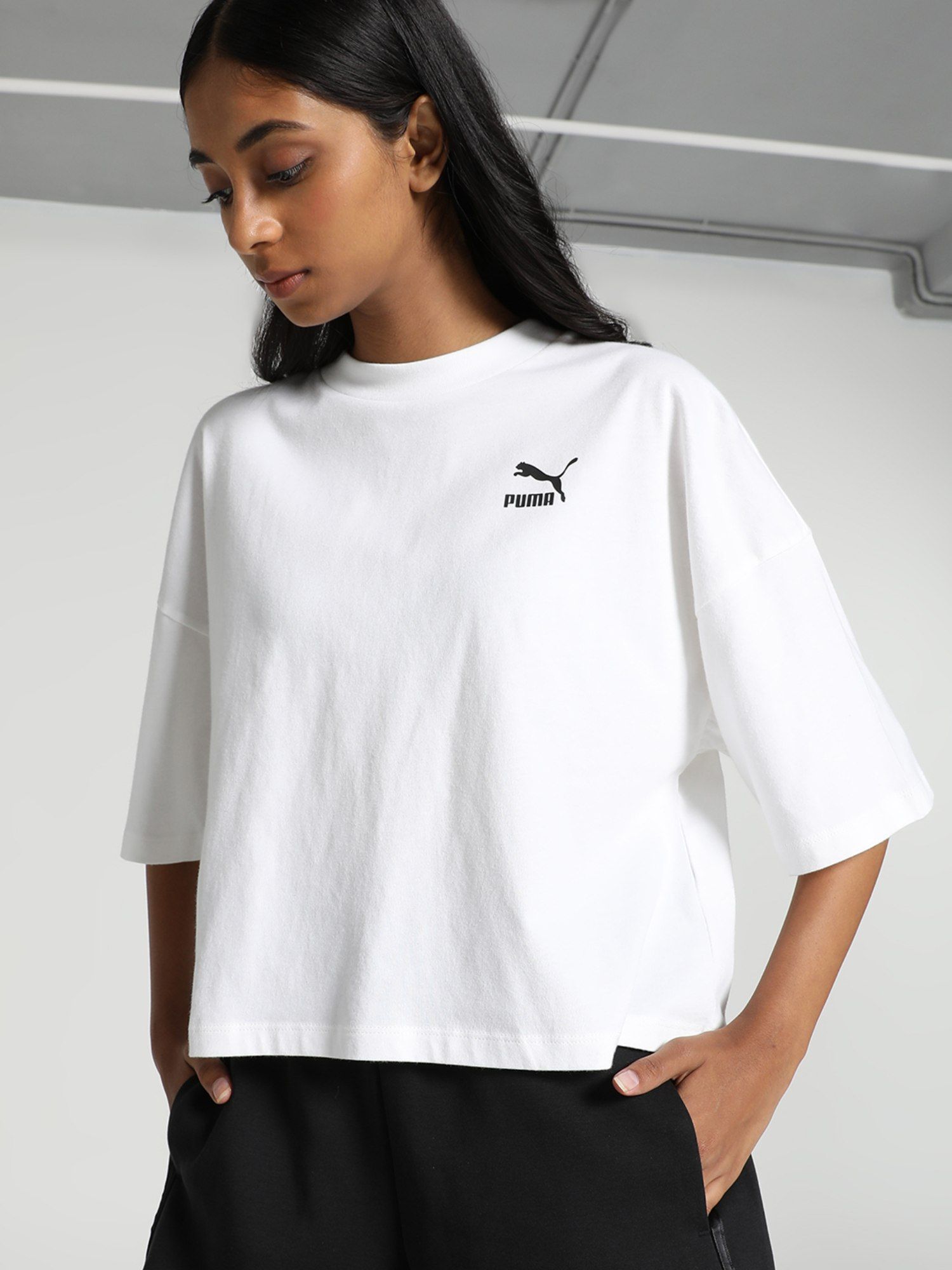 Buy Puma CLASSICS Oversized Women White T-Shirt Online
