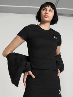 Puma - CLASSICS Ribbed Slim Women Black T-Shirt