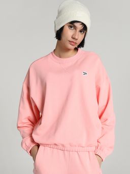 Puma - DOWNTOWN Oversized Crew Women Pink Sweatshirt