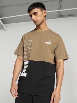 Puma - POWER Colorblock Men Brown T-Shirt