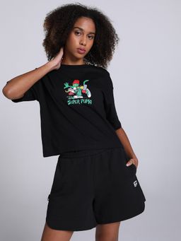 Puma - Multi Graphic Women Black T-Shirt