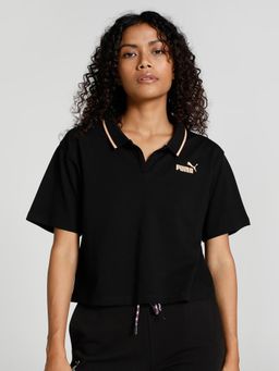 Puma - Padded Fashion Women Black Polo T-Shirt