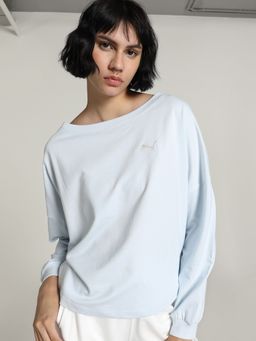 Puma - Essentials Cross Back Crew Women Blue Sweatshirt