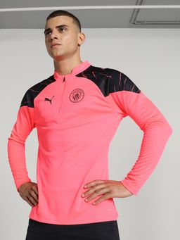 Puma - MCFC Training 1-4 Zip Men Pink Performance T-Shirt