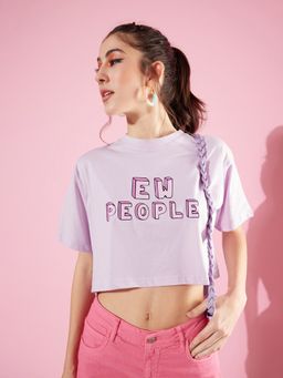 ANVI Be Yourself - Women Lavender Ew People Print T-Shirt