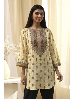 Biba - Women's Beige Straight Kurti