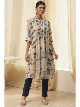 Biba - Women's Beige Straight Kurta